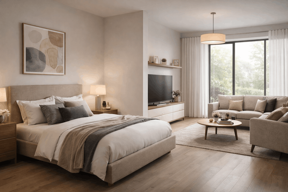 Bedroom and living room interior design service in Delhi NCR